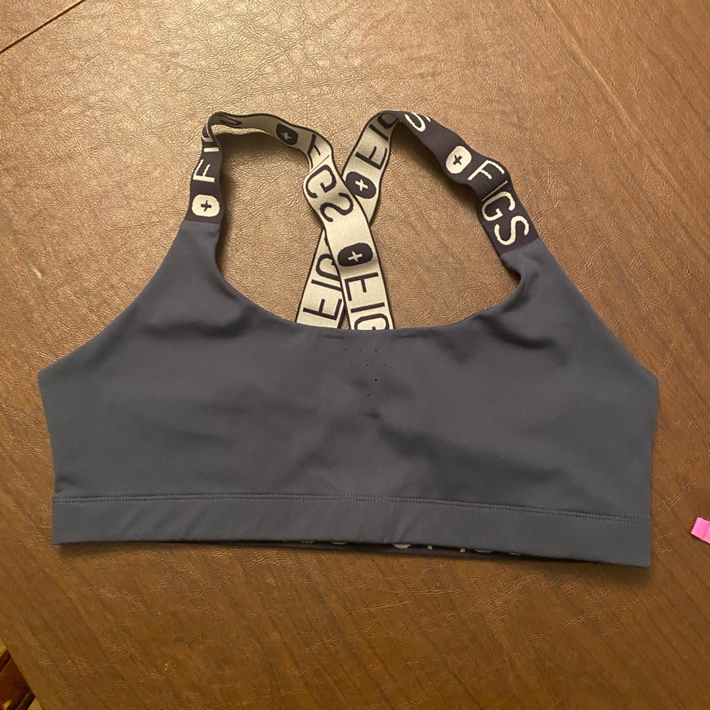 Figs Women's Crop Top in Dark Blue with Branded Straps